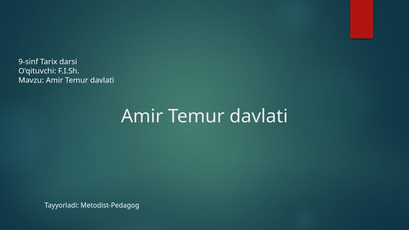 Eduped tomonidan yaratilgan taqdimot namunasi — Tarix, 9-sinf, Amir Temur davlati mavzusi